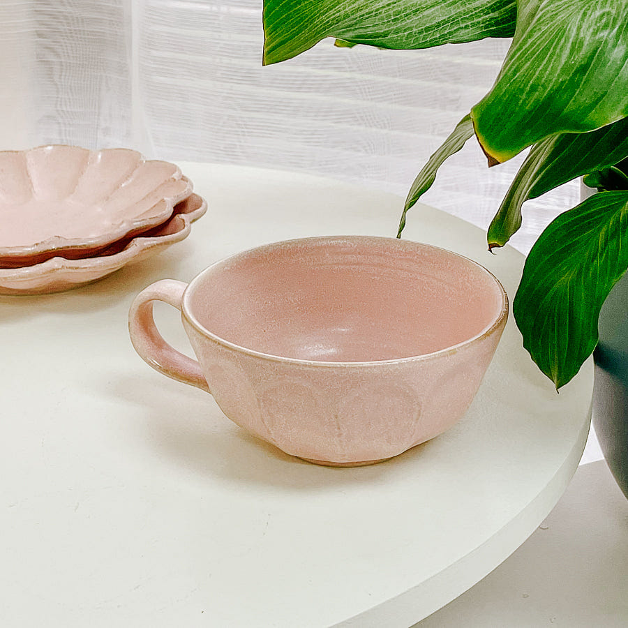 Rokuro Mino Ware Soup Cup – Peach 1 each