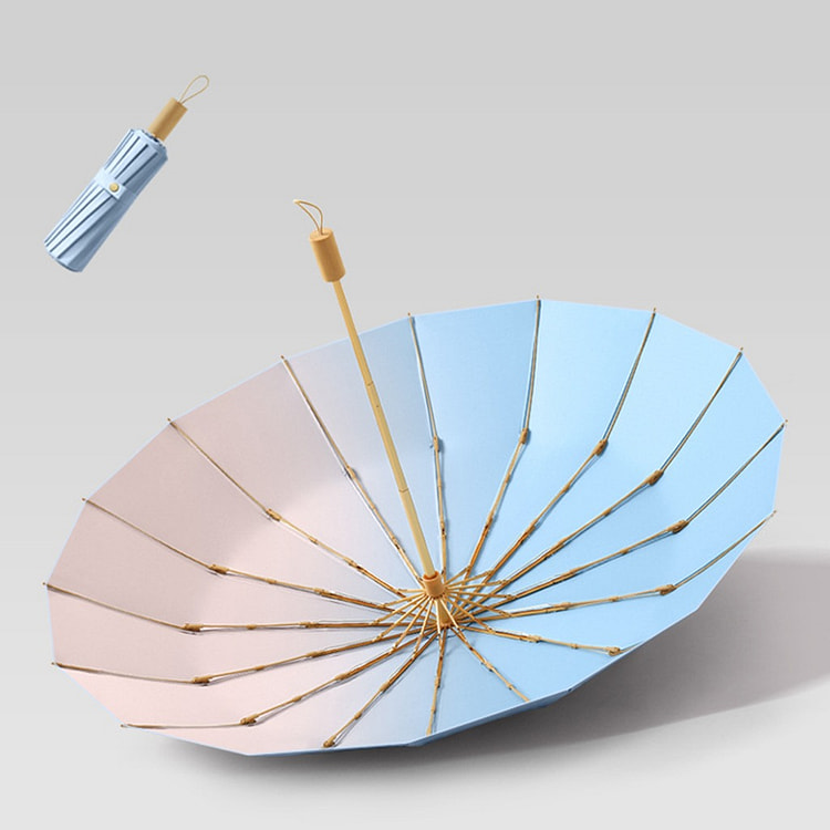 Triple Fold Rain And Rain Umbrella Gradient Blue