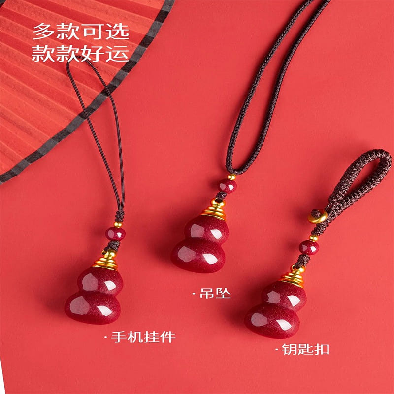 Three sets of natural cinnabar pendant gourds 3 each