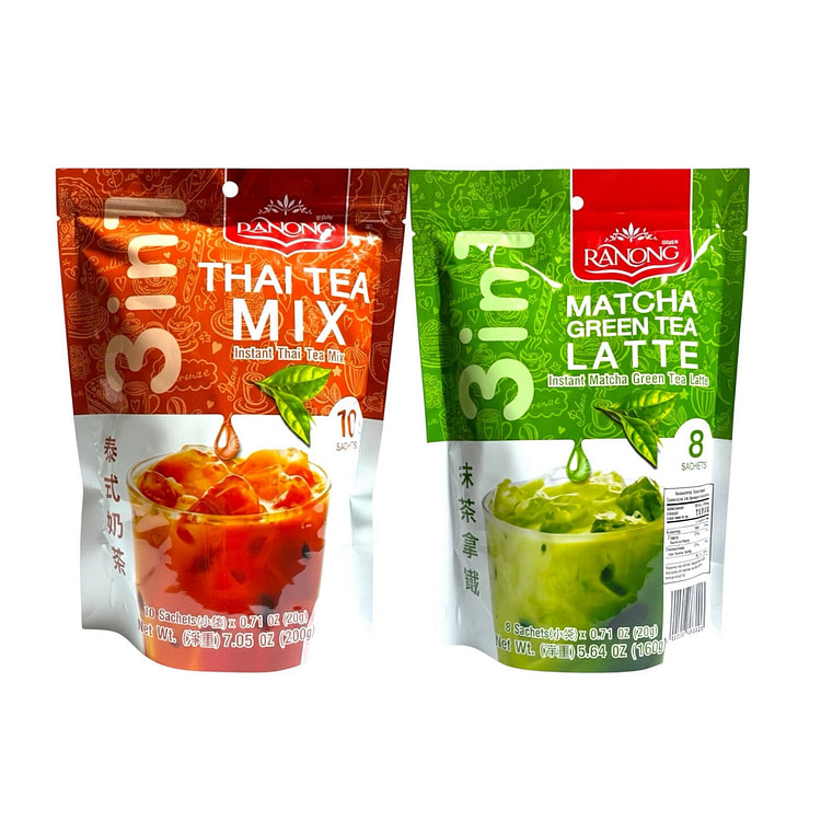 [Ranong]Thai Tea Mix COMBO Original & Matcha Latte 1 each