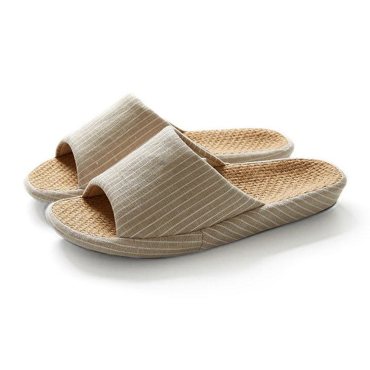 [Camel 37-38] Japanese thick sole linen slippers