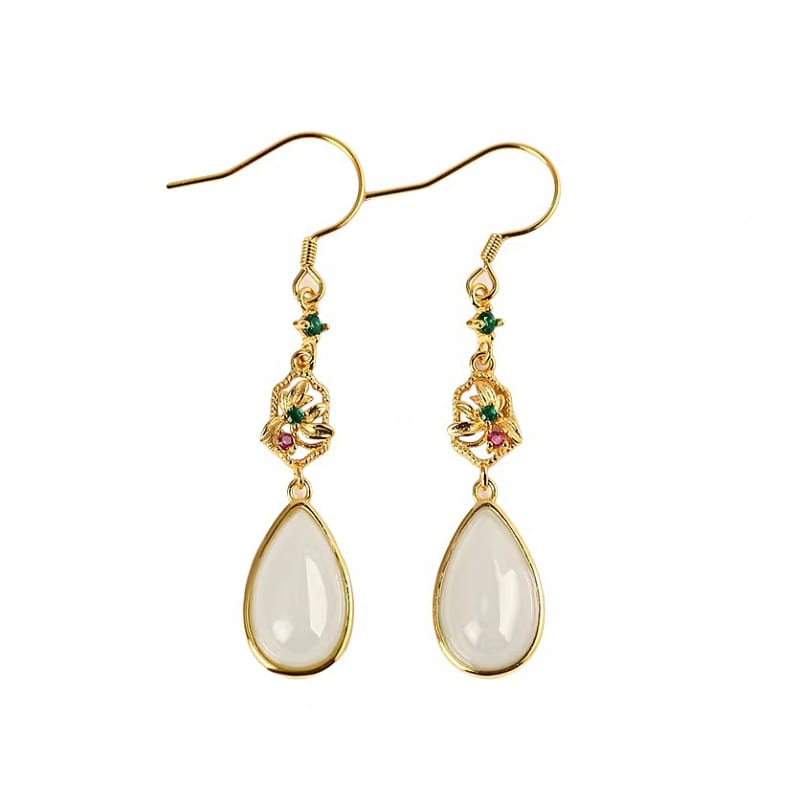 Hotan Jade Earrings Water Drop Earrings 48 * 9mm 1 box