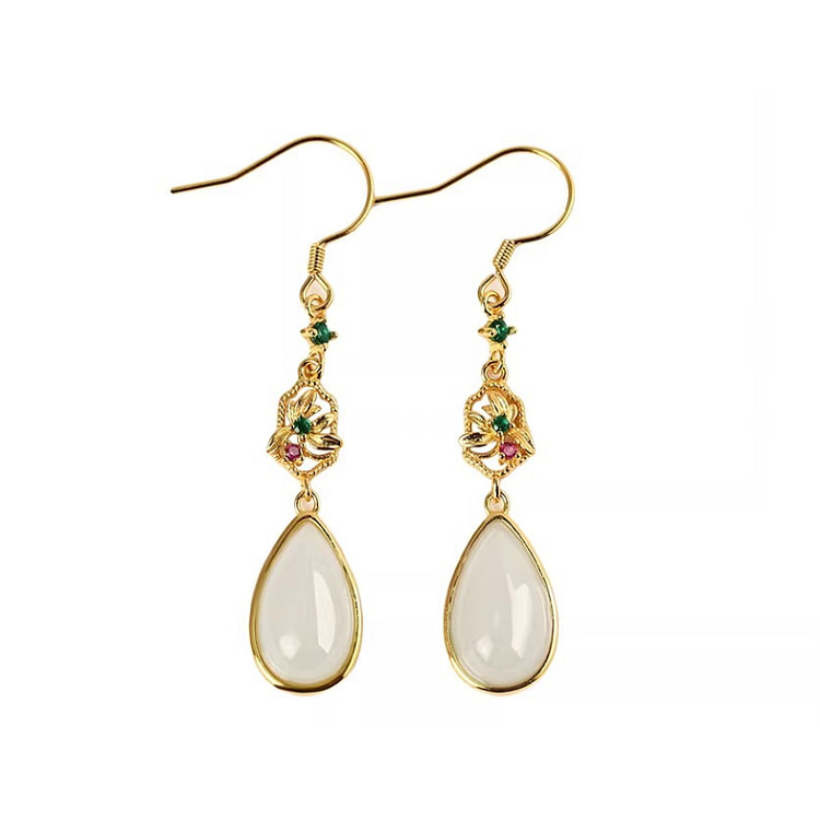 宫里上新 和田玉耳环国风耳饰水滴耳坠 48*9mm 1 盒