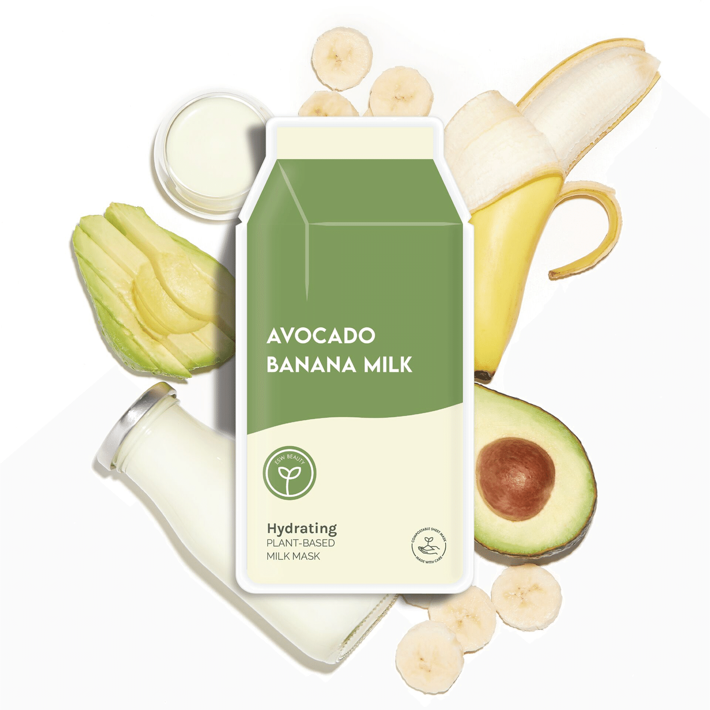 Avocado Banana Milk Hydrating Plant-Based Milk Sheet Mask 1 each