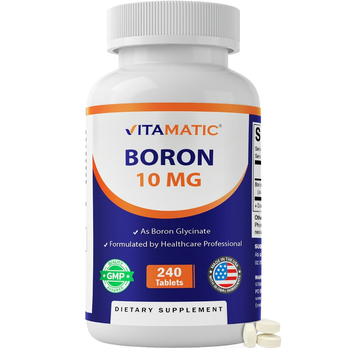 Chelated Boron Glycinate 10mg – 240 Tablets 1 each