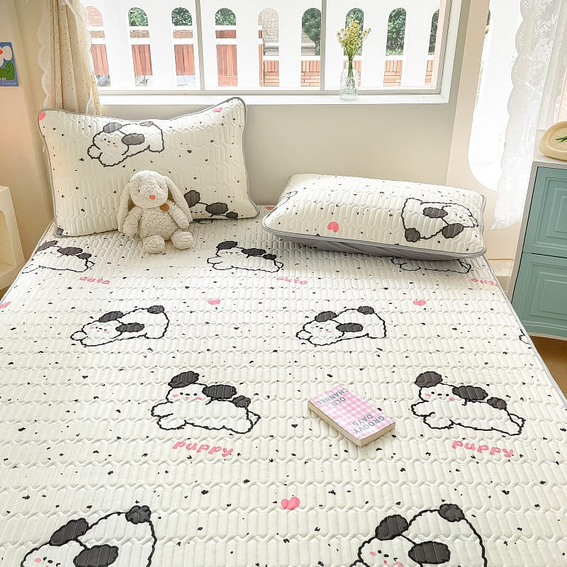 Cool Latex Mat 3pcs Set ( 2 Pillowcases) Queen Size 200x220cm Puppy 1 each