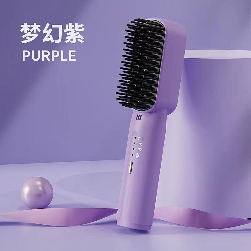 Lazy Hair Straightening Comb Cordless Hair Straightener Purple Rechargeable Mode 1 each