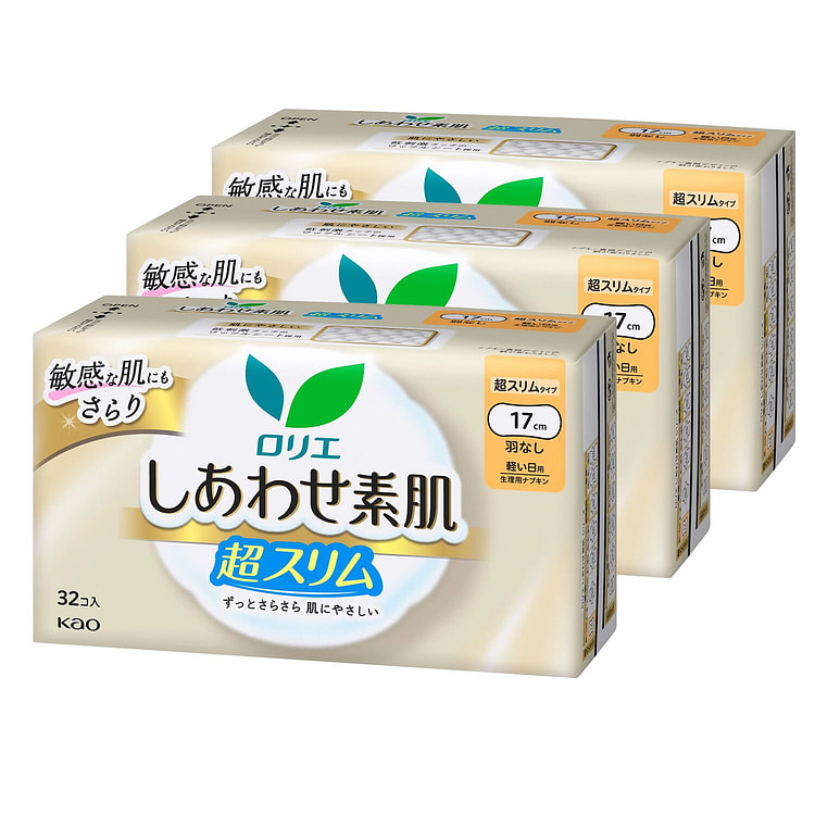 Kao Laurier Ultra Slim Pads 17cm Wingless 96 pcs 3 pack
