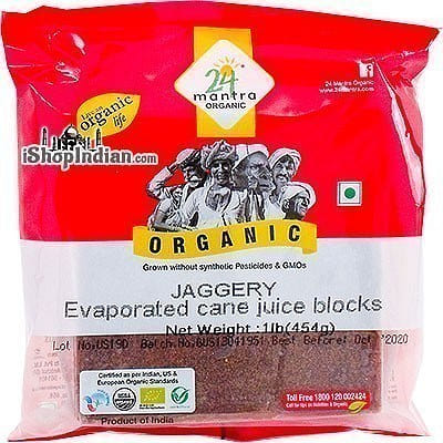 24 Mantra Organic Jaggery Block – Evaporated Cane Juice Block – 1 lb 1 lb
