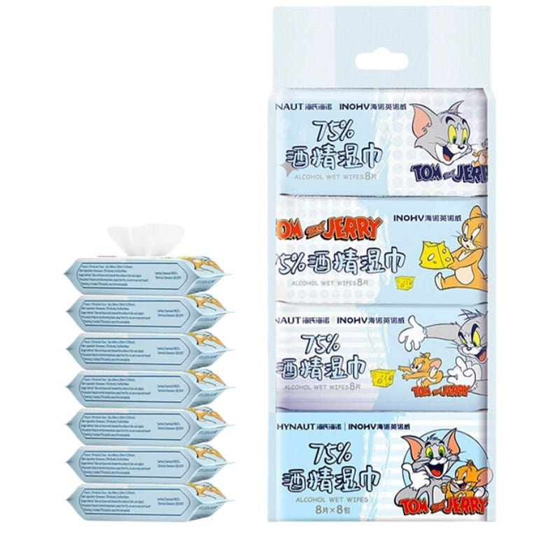 HYNAUT Tom Jerry 75% Alcohol Wipes 8 Sheets/Pack*8 1 each