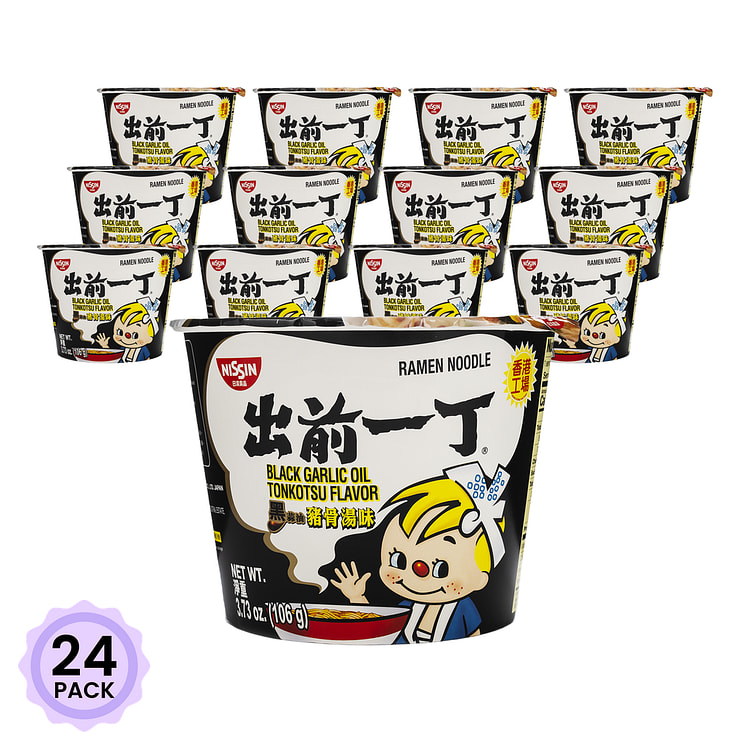 出前一丁 黑蒜油猪骨汤味碗面 106 克*24 包