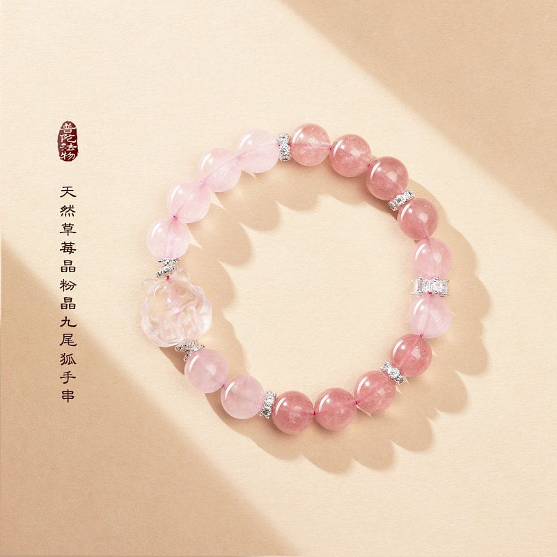 Natural Rose Quartz Nine-Tailed Fox Bracelet 1 each