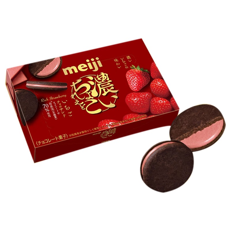 日本直送」Meiji・リッチストロベリーチョコサンド 6枚入り - Weee!