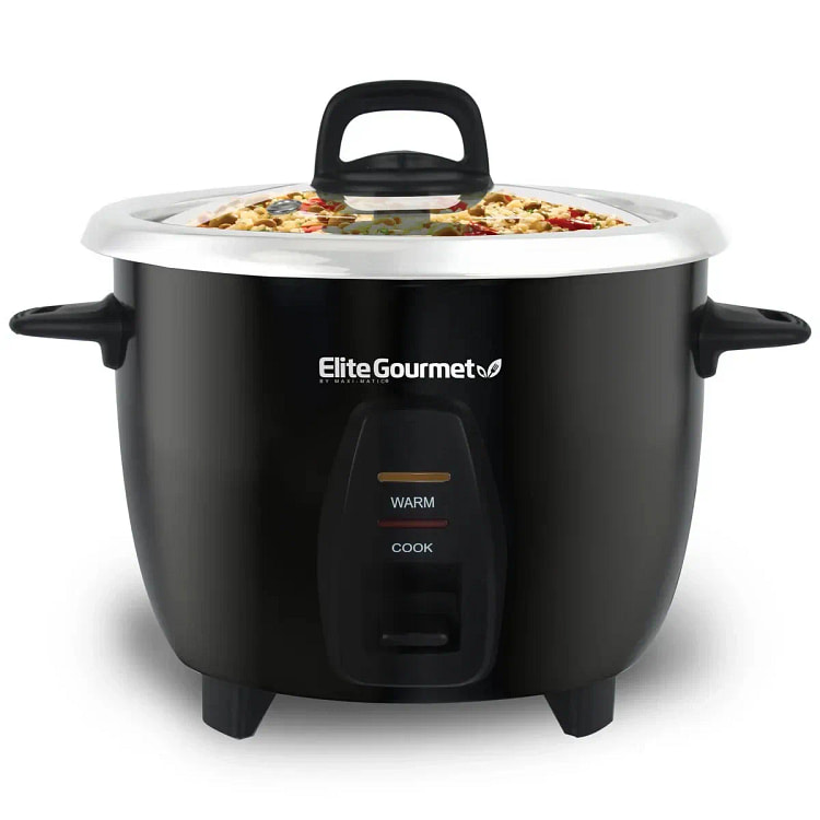 Elite Gourmet 10杯电饭煲蒸锅 黑色 1 包