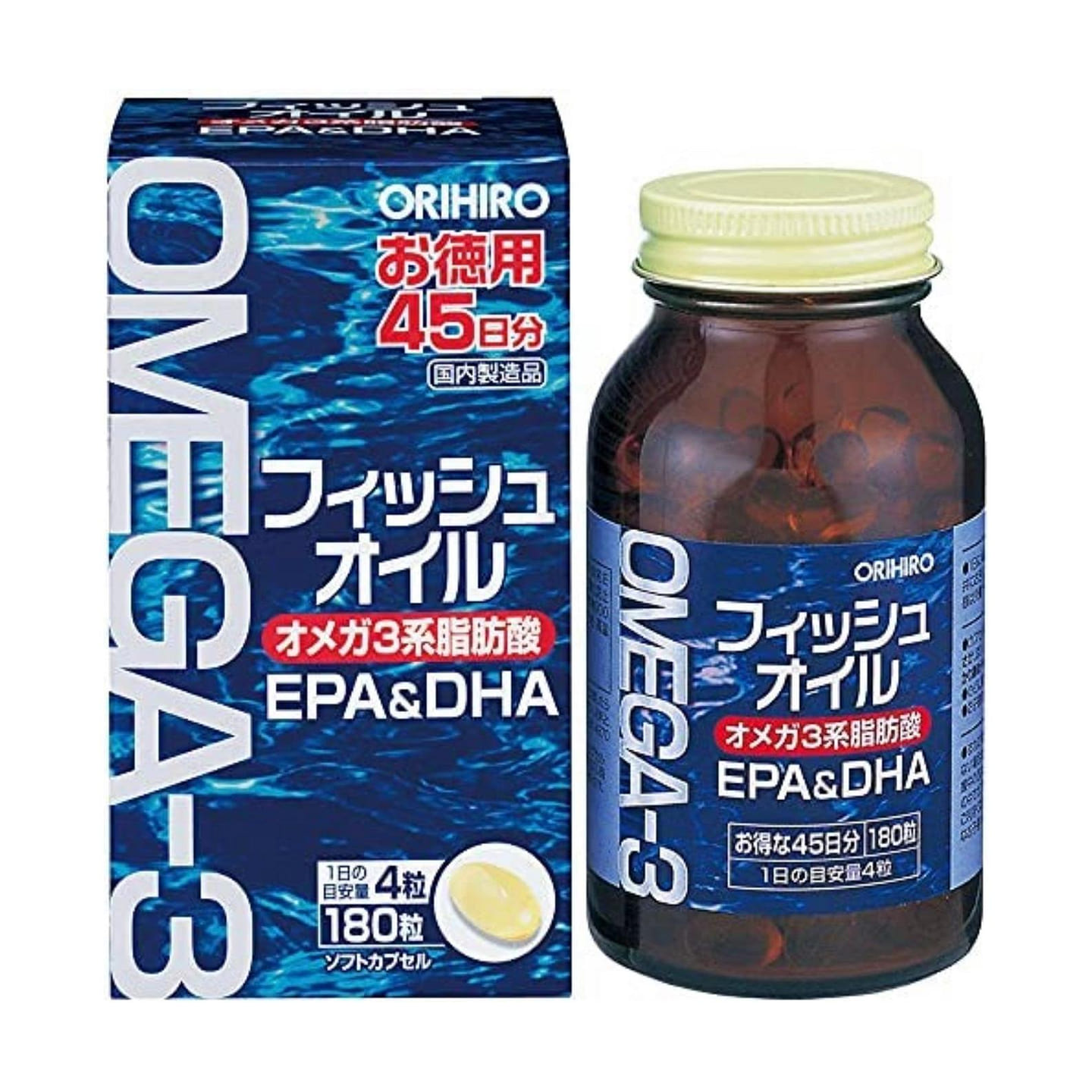 ORIHIRO FISH OIL OMEGA-3 EPA+DHA 180 tablets 10 盎司