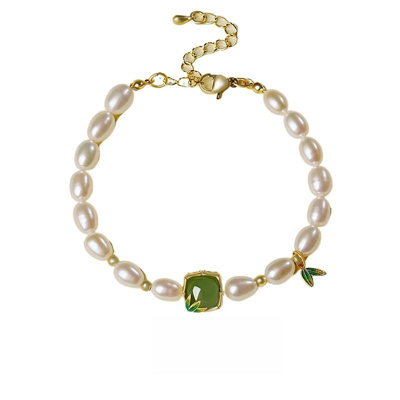 New Pearl Bracelet Bamboo Charm 14-17cm 1 box