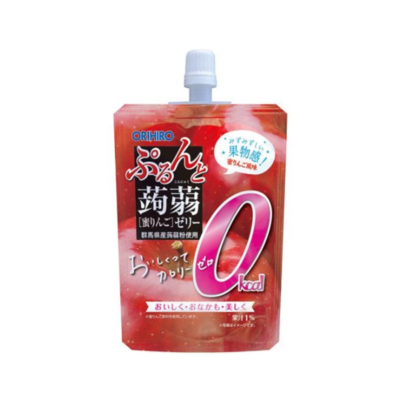 ぷるんと蒟蒻ゼリー　蜜りんご風味 オリヒロ ぷるんと蒟蒻ゼリーSTカロリー0蜜りんご 130g - Weee!