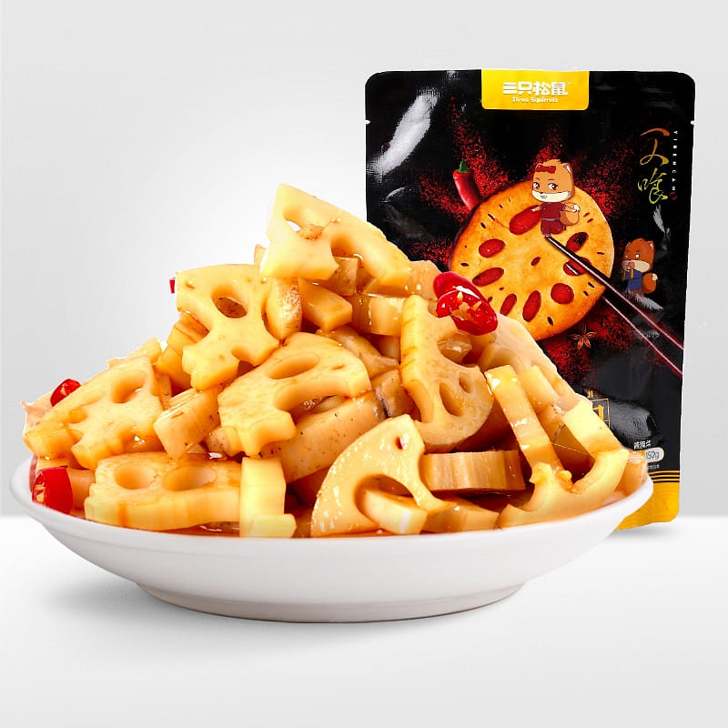 三只松鼠_脆藕片150g_黑鸭味辣藕片卤藕素食 150 克