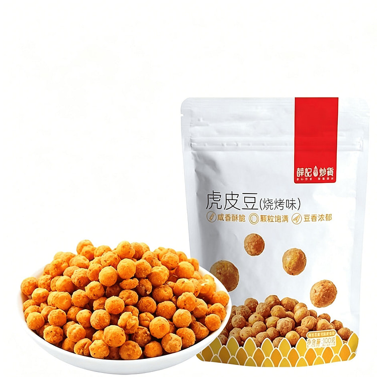 薛记炒货烧烤味虎皮豆豌豆香脆可口休闲零食100g 100 克
