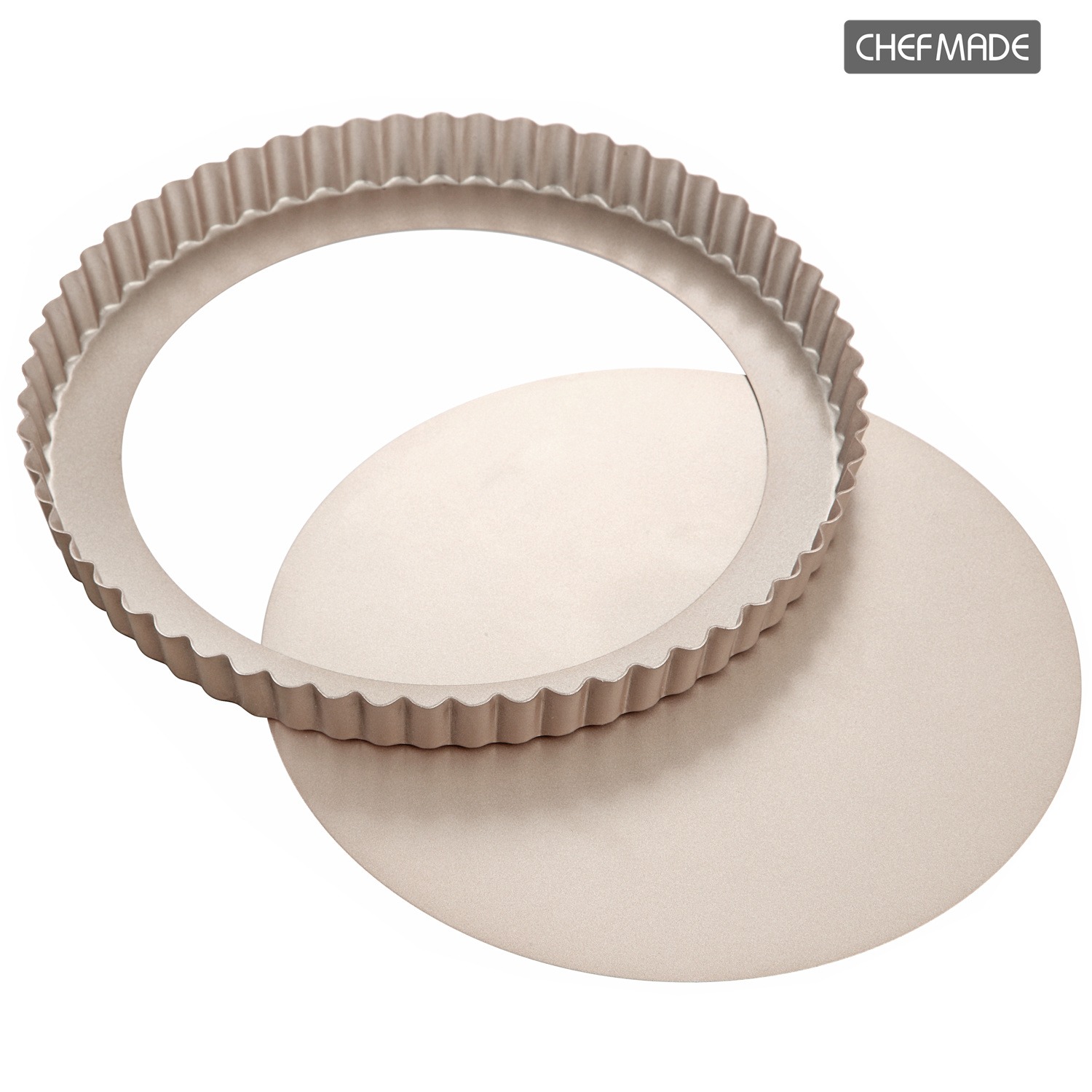 CHEFMADE 9.5-Inch Round Tart Pan Quiche Pan with Removable Loose Bottom 1 phần