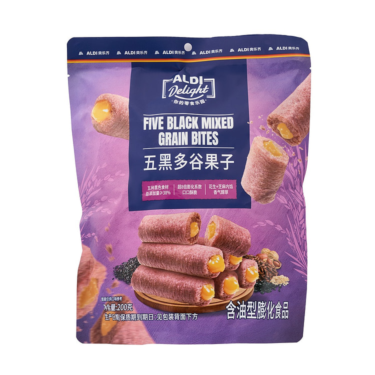 奥乐齐Delight 五黑多谷果子 酥饼零食1袋 200 克