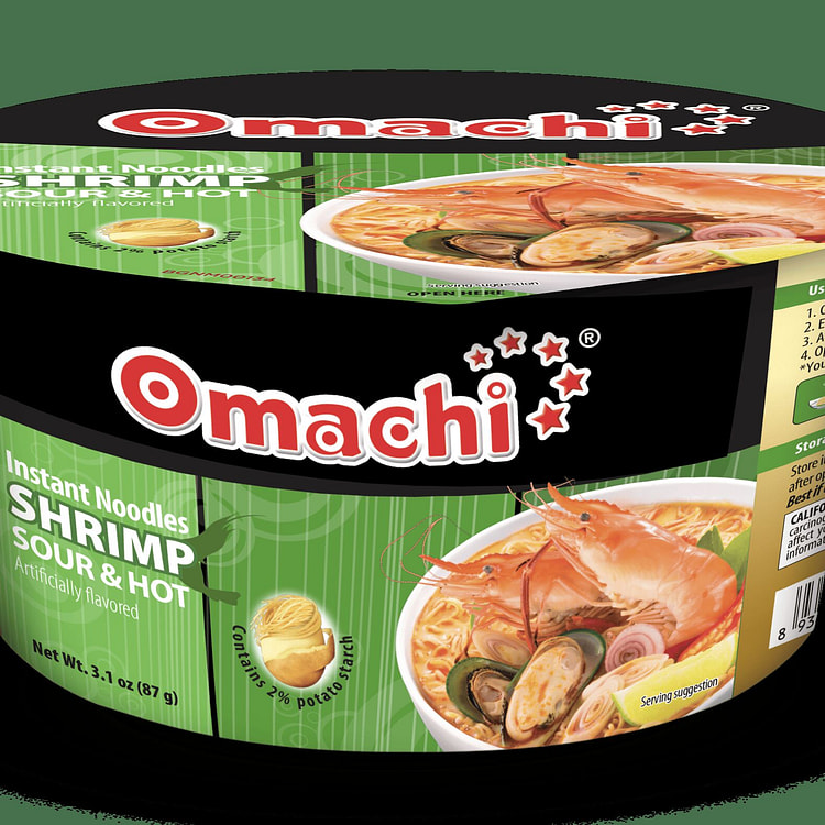 OMACHI INSTANT NOODLE HOT & SOUR SHRIMP FLAVOR BOW 3.06 oz (min 2)