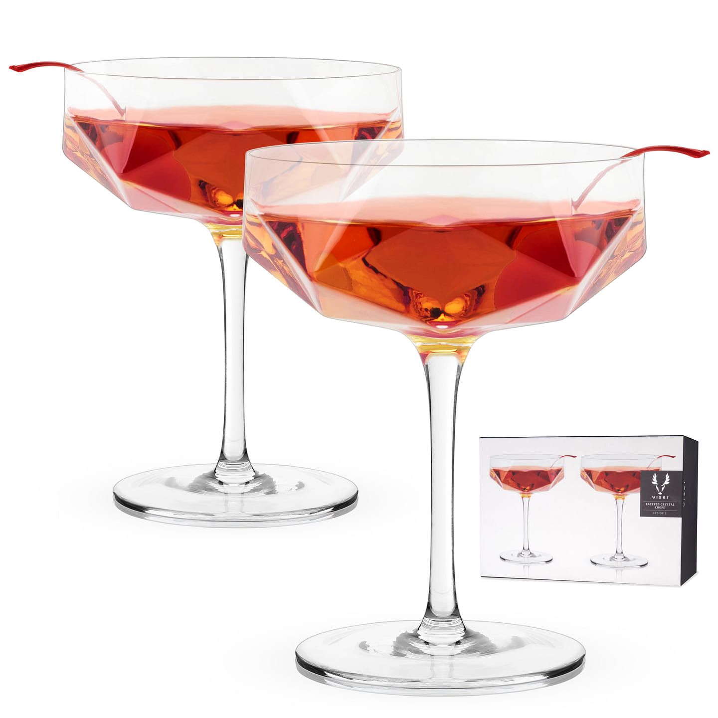 Faceted Crystal Coupes by Viski® 7 fl.oz