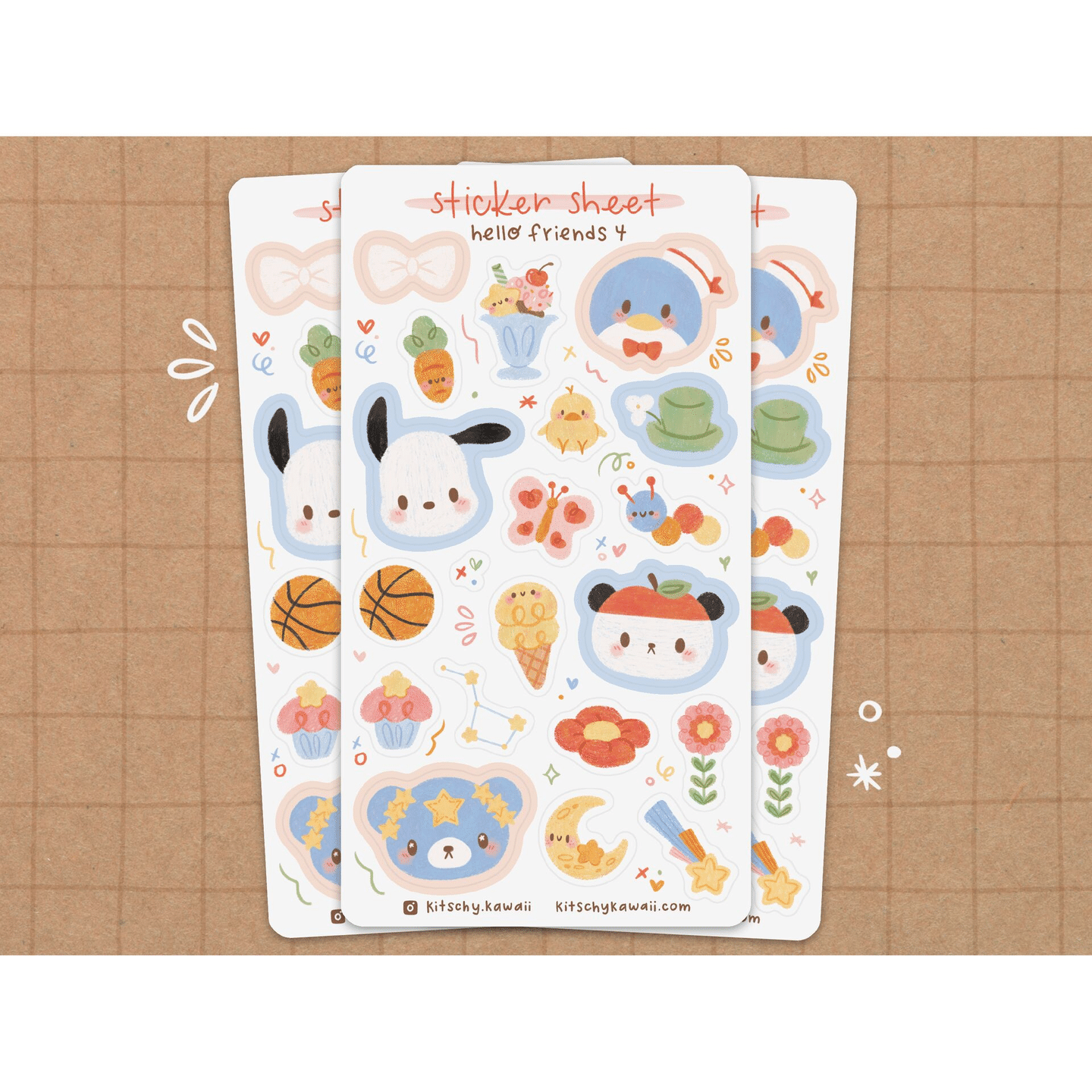 Hello Friends 4 Vinyl Sticker Sheet 1 each