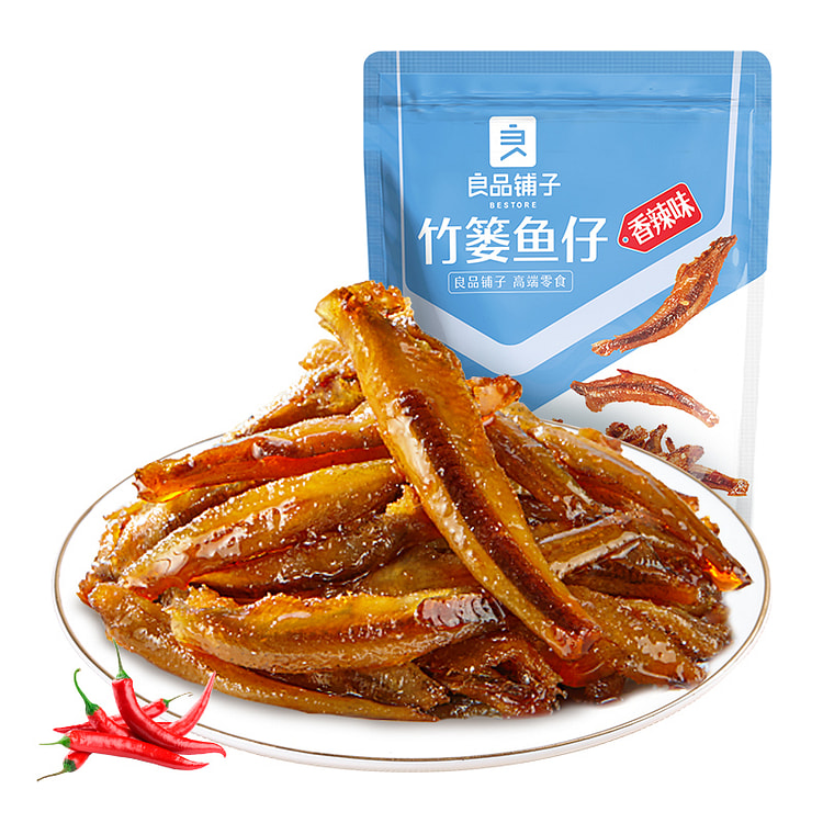 良品铺子 竹篓鱼仔香辣味小鱼仔鱼干 105g*1袋