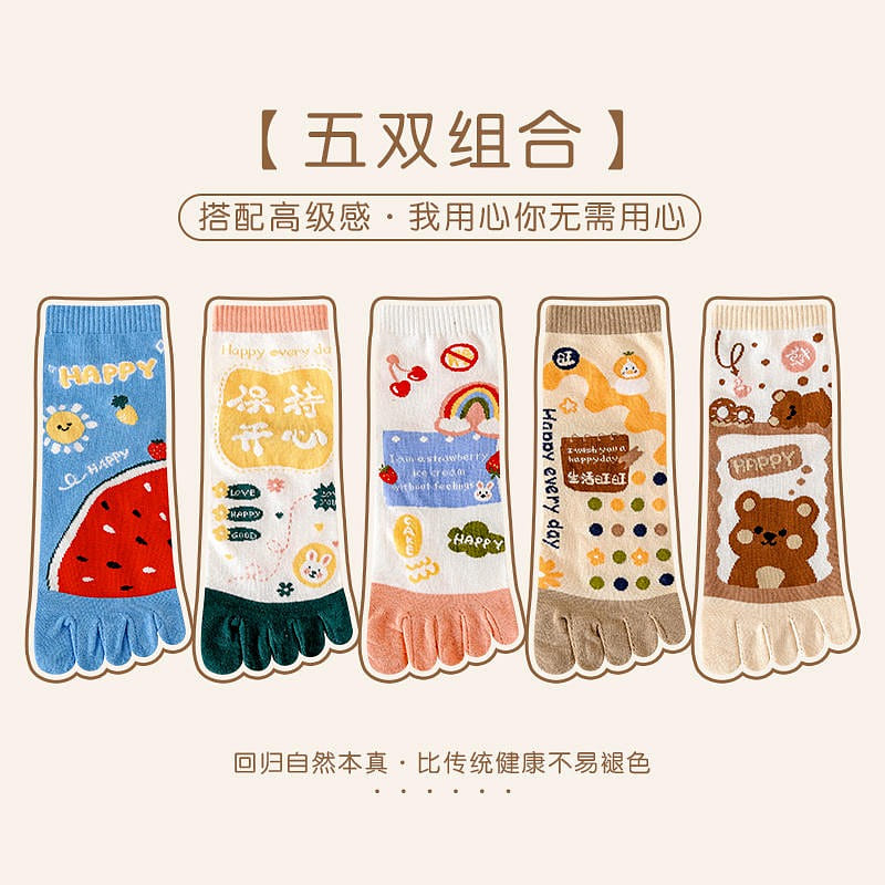 women’s Spring and autum cotton five-finger 5 count