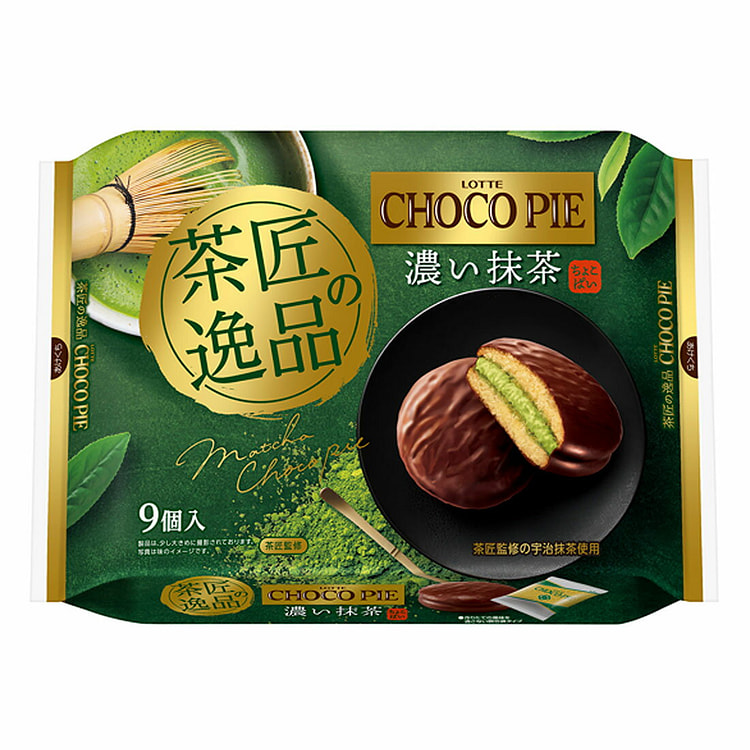 日本乐天 巧克力派 浓抹茶味 9个 1 份