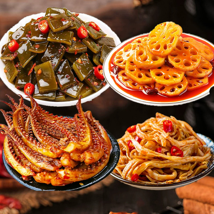 麻辣小零食下酒菜金针菇+面筋+海带+鱿鱼须共40包