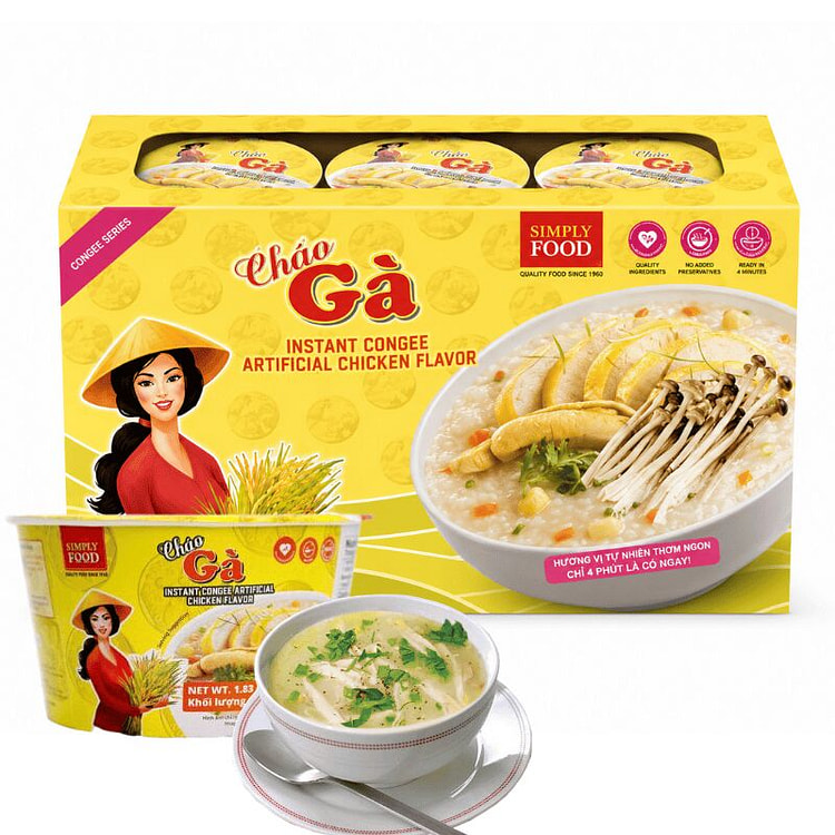 ซิมพลี ฟู้ด โจ๊กไก่กึ่งสำเร็จรูป – แพ็ก 9 ซอง