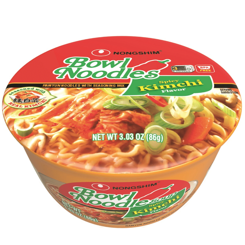 Nongshim Kimchi Instant Ramen Noodle Bowl Soup Mix with Veggies 1 each