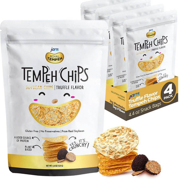 Jans Tempeh Chips Black Truffle 4.4 OZ Pack of 4 4.4 oz*4 pack