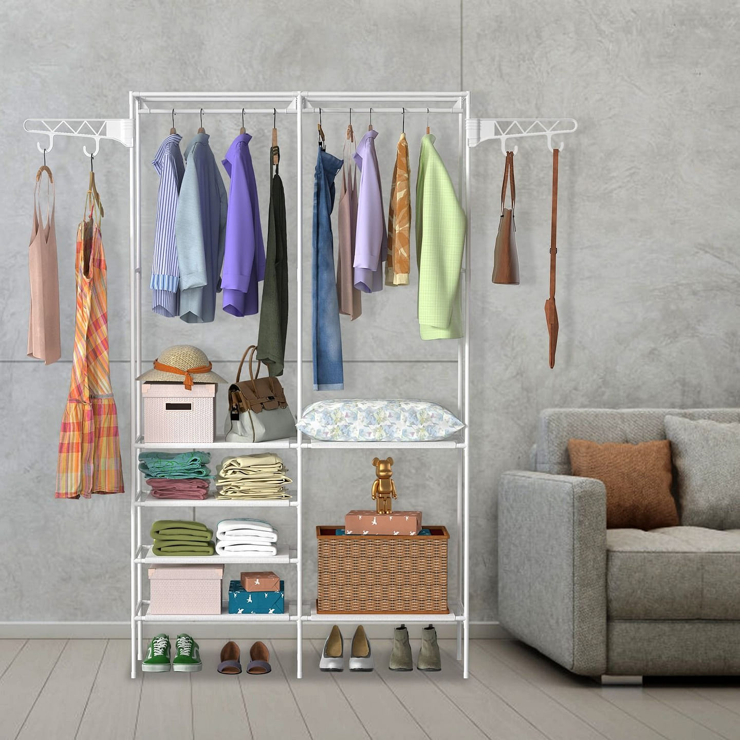 Floor mounted assembly clothes rack White 1 count