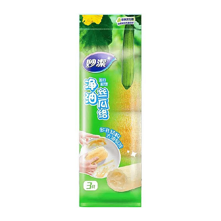 Miaojie Natural Loofah Sponge 3 Pieces 1 pack
