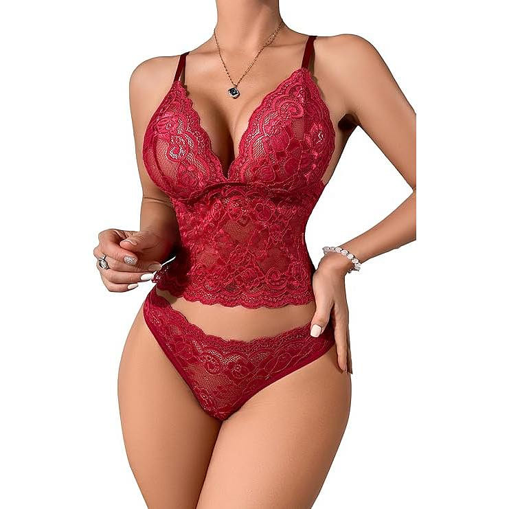 Women Sexy Lace Bra Set Lace Bra And Thong Size M 40 g
