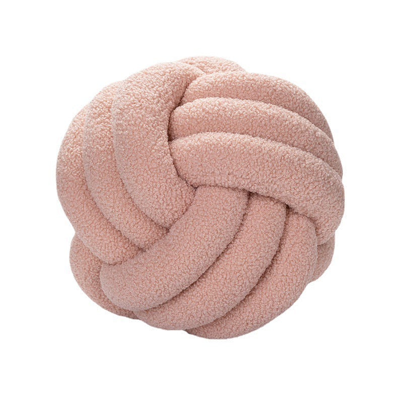 LULLABUY Knotted Ball Lamb Fleece Throw Pillows Pink 35cm 2000 g