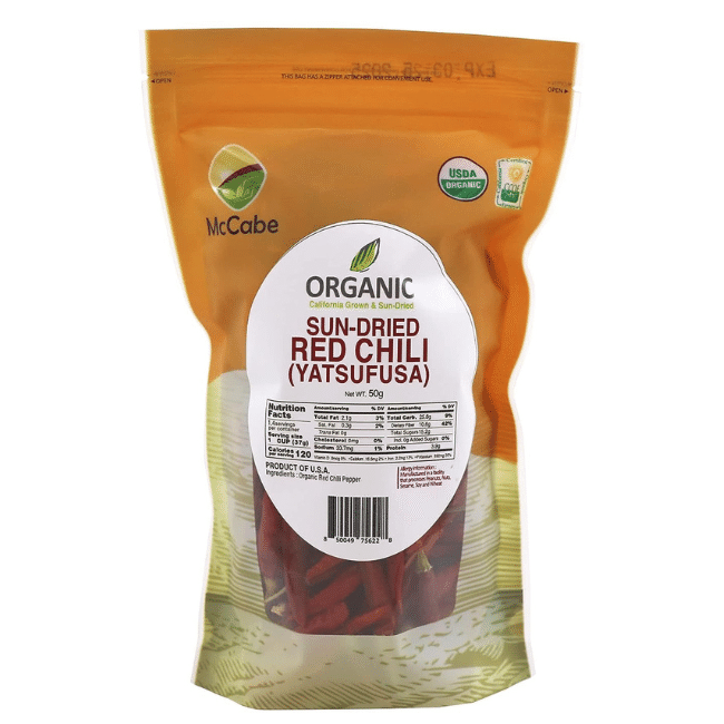 McCabe Organic Sun-Dried Red Chili Pepper 50g (Japanese Pepper/Yatsufusa Variety 50 g