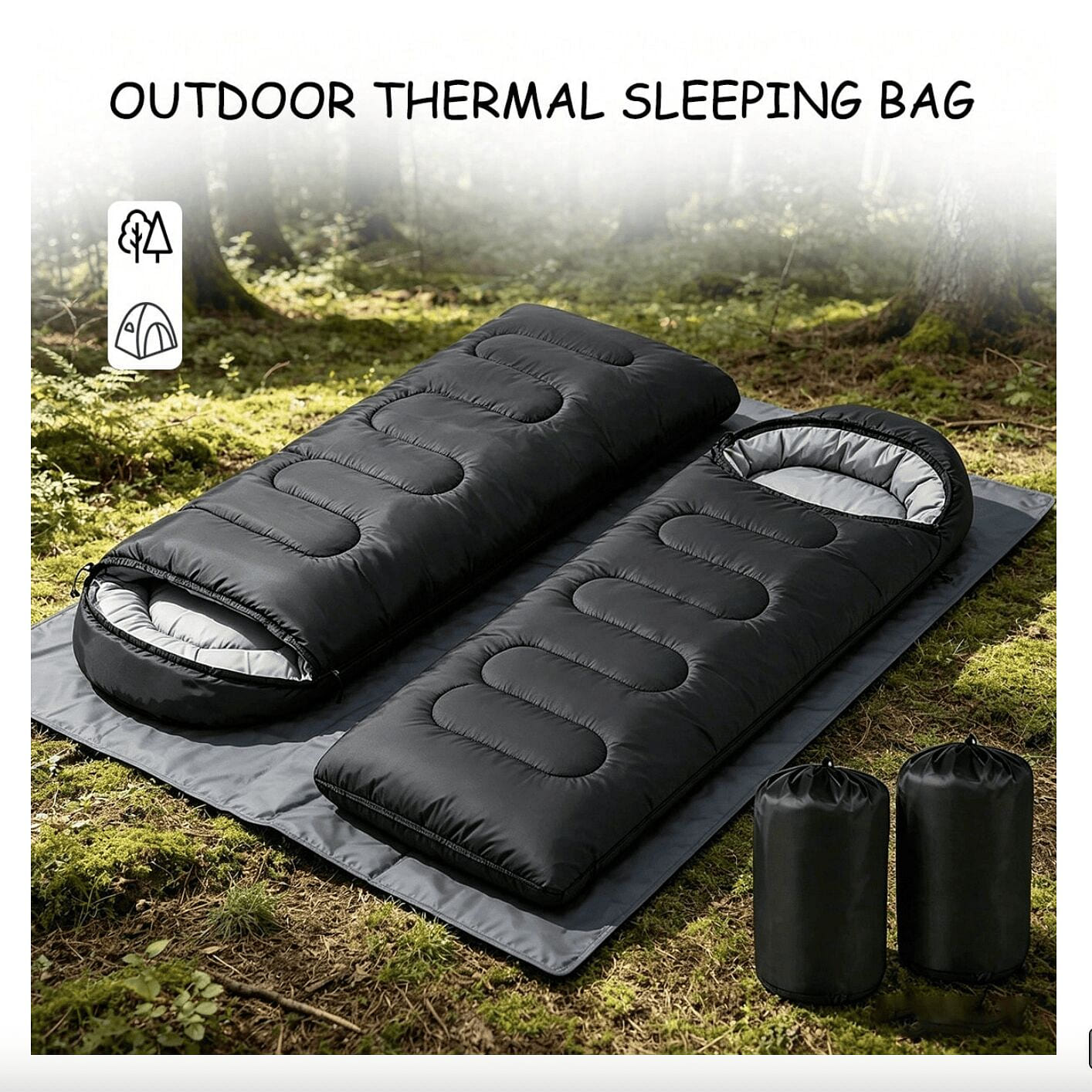 2Pcs Thermal Windproof Polyester Envelope Sleeping 2 case