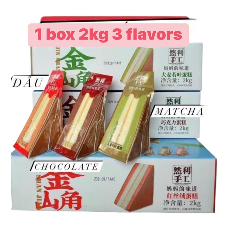 1 box 2kgBánh Bông Lan Tam Giác Đài Loan  3 Vị, 1 DÂU, 1 TRÀ XANH, 1 SOCOLA
