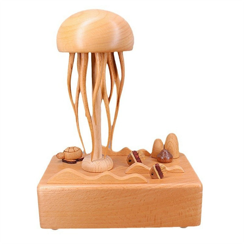 High-End Smart Jellyfish Wooden Mechanical Music Box – Upgraded Version 1Pc 1 box