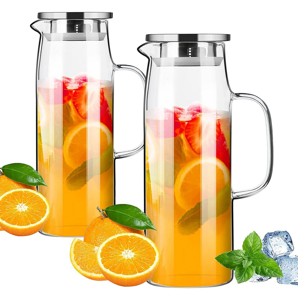 50oz/ 1.5L Glass Pitcher with Lid and Spout 2 count