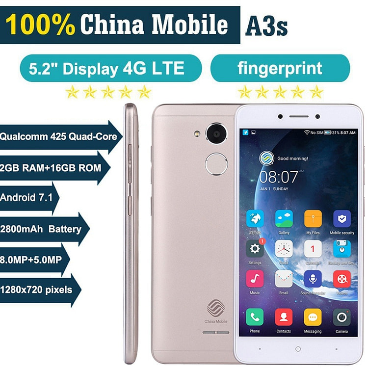 中国移动A3S16GB智能手机