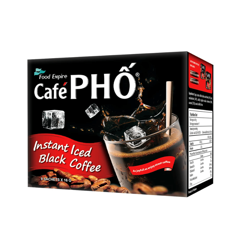 Cafe Pho Brand Instant Iced Black Coffee 9 Sachets x 16g 1 each