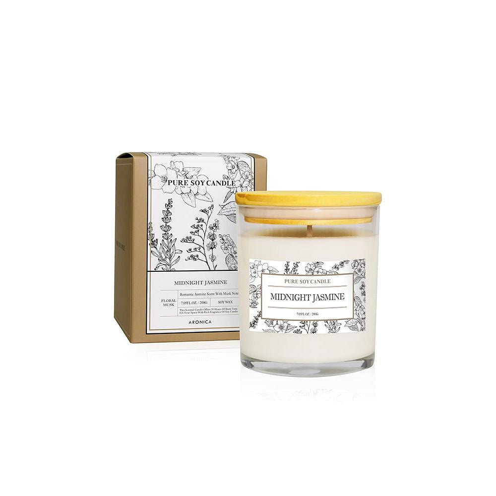 ARONICA Pure Soy Candle – Midnight Jasmine 200g(7.05oz) 1 each