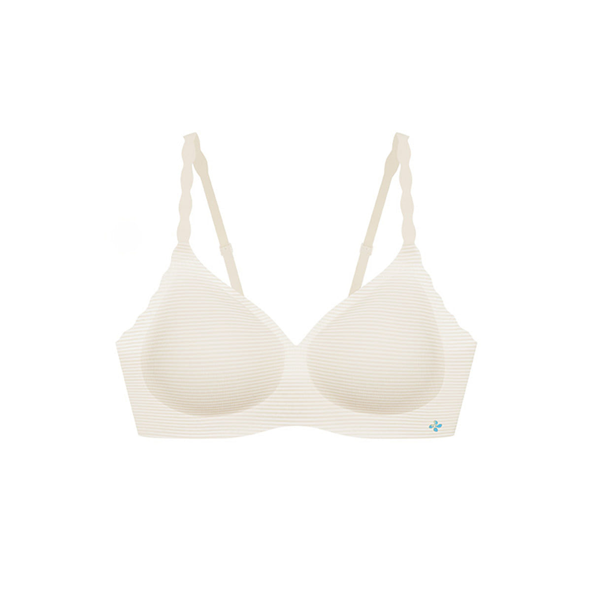 Ubras No Size Mint Cool V-neck Wave Bra Back Hook Style – Standard -Nude Stripe- One Size 100 g