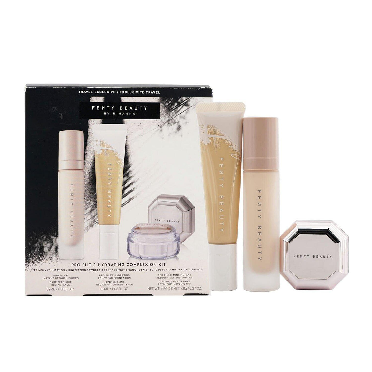 Fenty Beauty by Rihanna Pro Filt’R Hydrating Complexion Kit: Foundation ml + Primer ml + Instant Retouch Setting Powder .g – # 3pcs 3 each