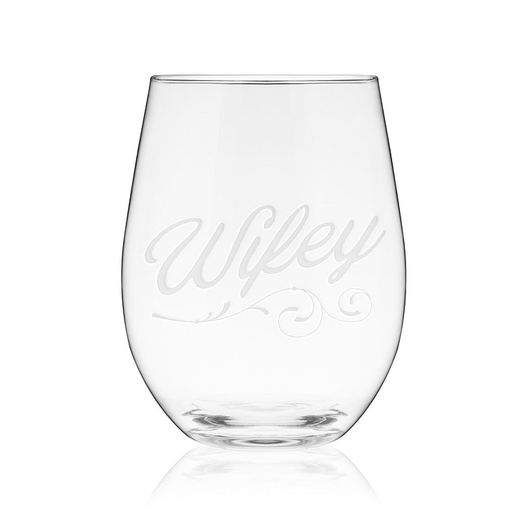 Wifey Script Stemless Wine Glass